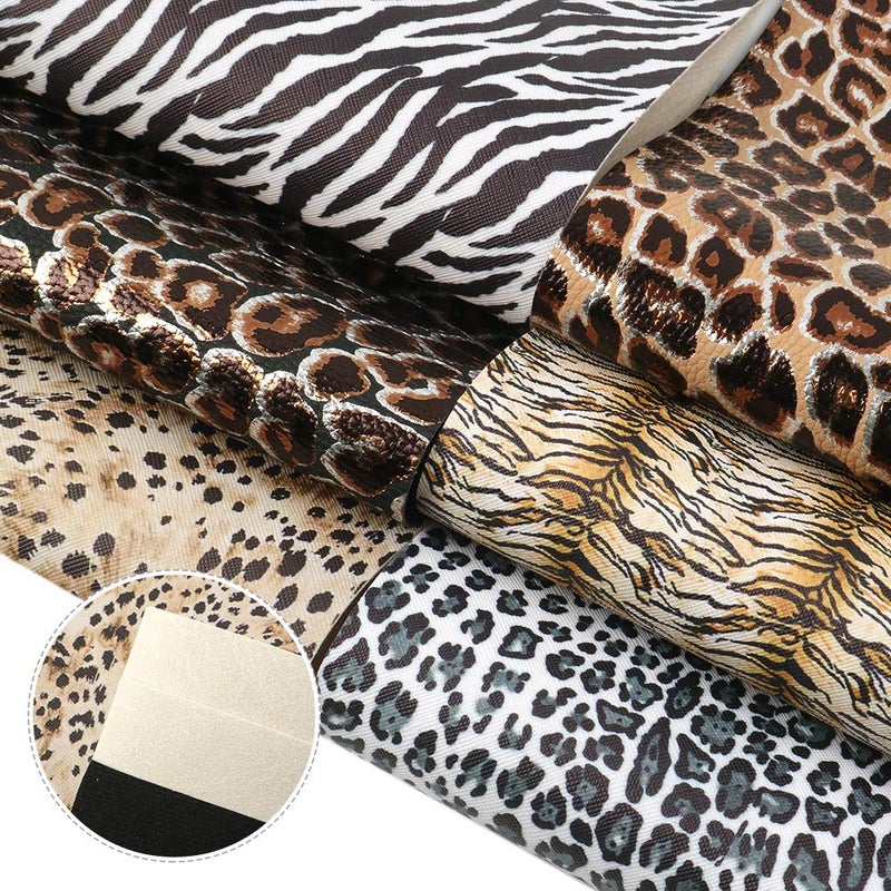 David accessories أقمشة جلدية مزيفة مطبوعة بنمط الفهد والزebra المعدني من ديفيد - 6 قطع 7.7" × 12.9" (20 سم × 33 سم) تشمل نوعين من الأقمشة الجلدية لصنع الأقواس والأقراط (مجموعة مطبوعة بنمط الفهد) - Image 4